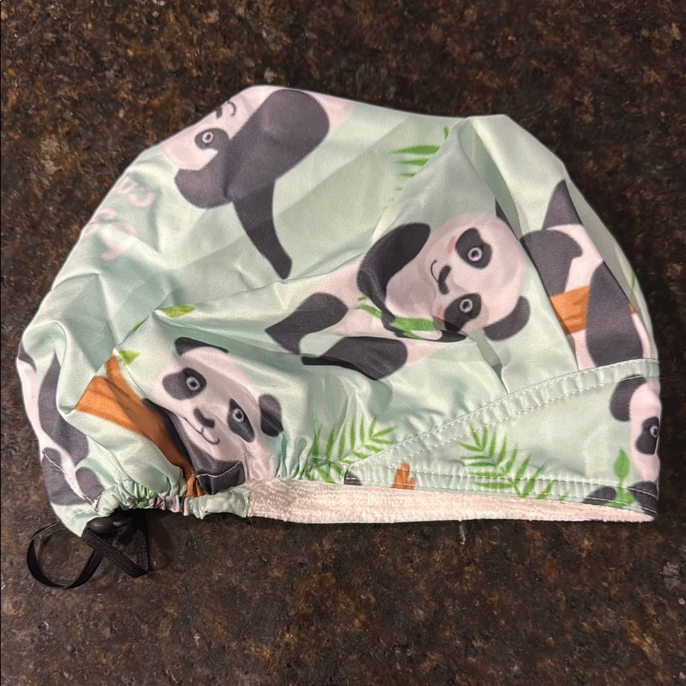 Panda Print scrub Cap – Mint Green